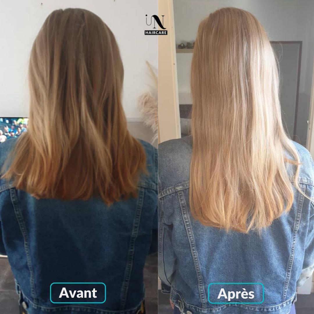 Avant après Cure pousse de cheveux 1 mois 