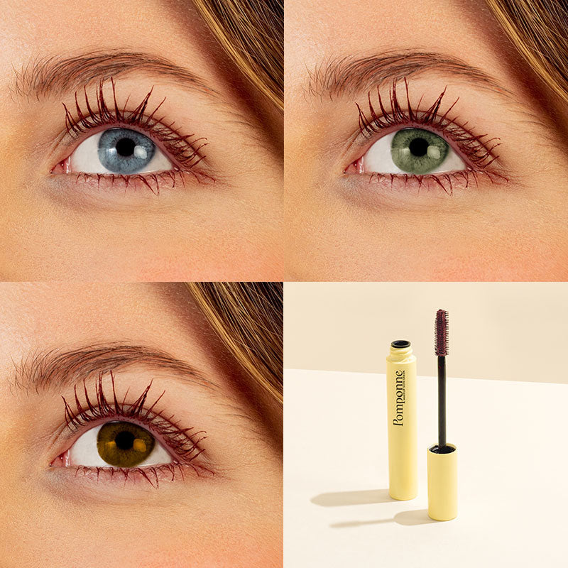 rendu mascara prune Pomponne sur les différentes couleurs d'yeux